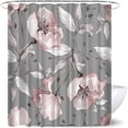 thumbnail image 3 of Cortina de ducha Floral rosa elegante, hoja gris, tela gris Floral, cortina de ducha, decoración del baño Sailing Electrónica, 3 of 5