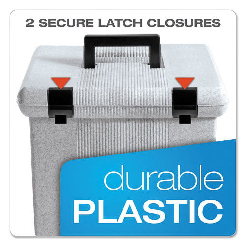 Portable File Boxes, Letter Files, 13.88" X 14" X 11.13", Granite | Bundle of 5 Each