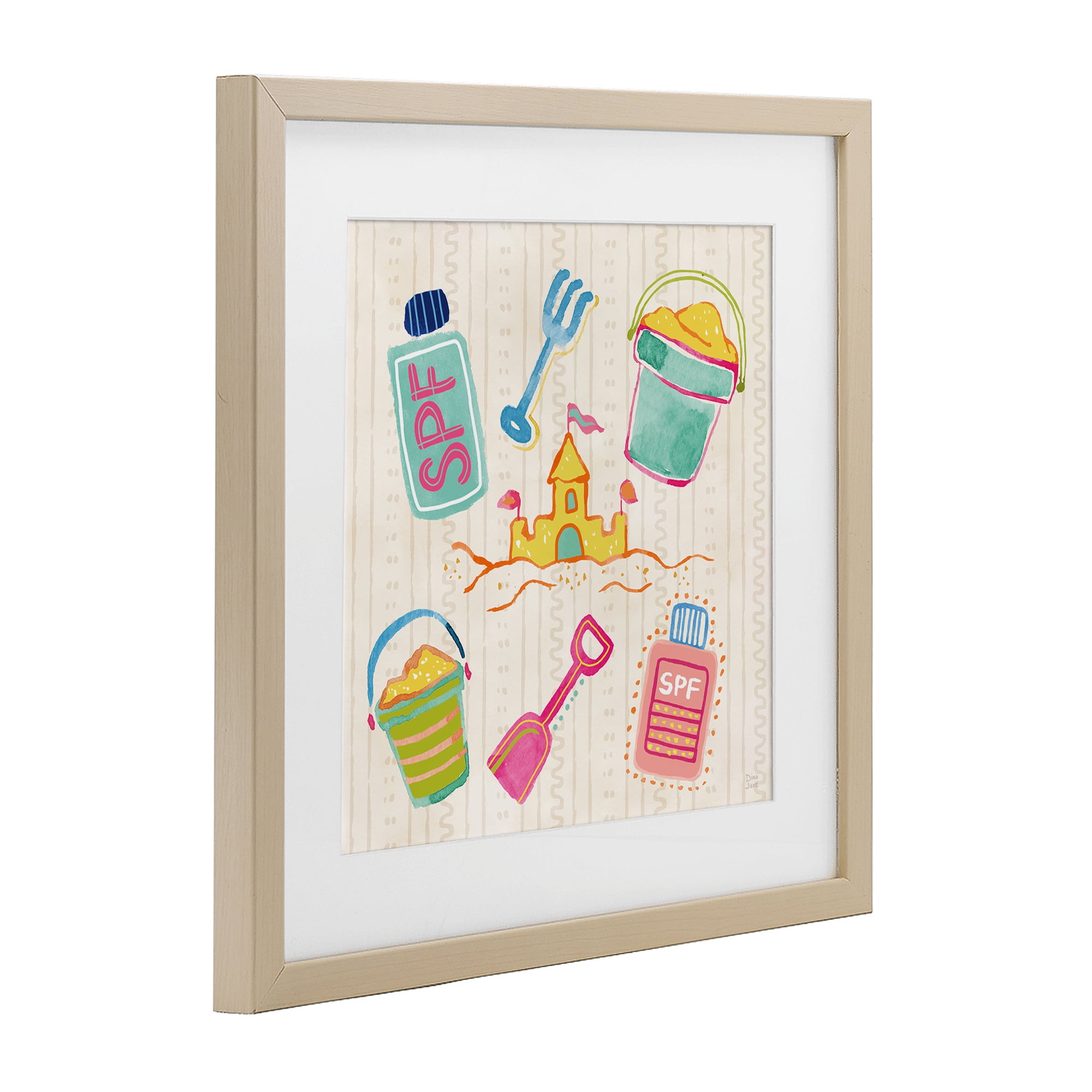 Stupell Industries Fun In The Sun Beach Pails Birch Framed Print Under Glass, design by Dina June