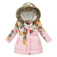 thumbnail image 2 of Xyant Girl's Winter Coat Jacket Hooded Kids Toddler Flower Print Parka Outwear Warm Cotton Puffer Hooded Jacket (Pink,6-7 Years), 2 of 4