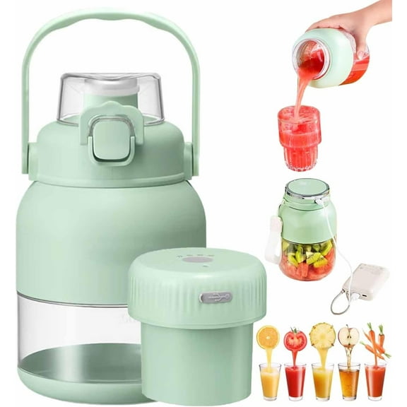 BPA-Free Electric Citrus Juicer 17 Oz, Straw, Two Lids, Portable Small Rechargeable Blender Outdoor Fun Fruit Cold Press Juicer Machines for Smoothies, Shakes, Food Prep & Frozen Blending