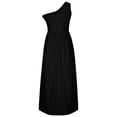 thumbnail image 3 of QLEICOM Summer Dress, Plus Size Casual Dresses, Women Solid Slimming Slit One Shoulder Sleeveless High Waist Long Dress, Beach Dress Sun Dresses Black M, 3 of 5