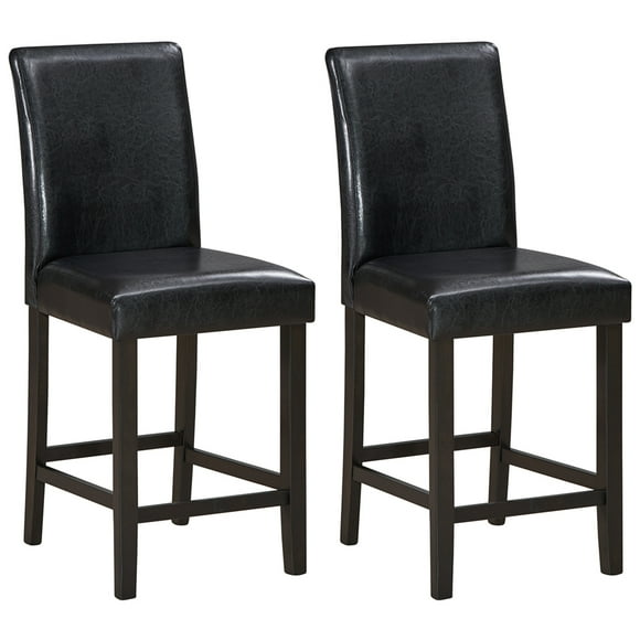 Gymax Set of 2 Bar Stools 24inch Counter Height Barstool Pub Chair w/Rubber Wood Legs