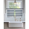thumbnail image 3 of Sheer Curtains 45 Inch Length 2 Panels Set for Kitchen, Haze Blue Stripe Semi Sheer Curtains for Windows, Farmhouse Blue Gray Striped Voile Window Treatments Rod Pocket Curtain, 3 of 7