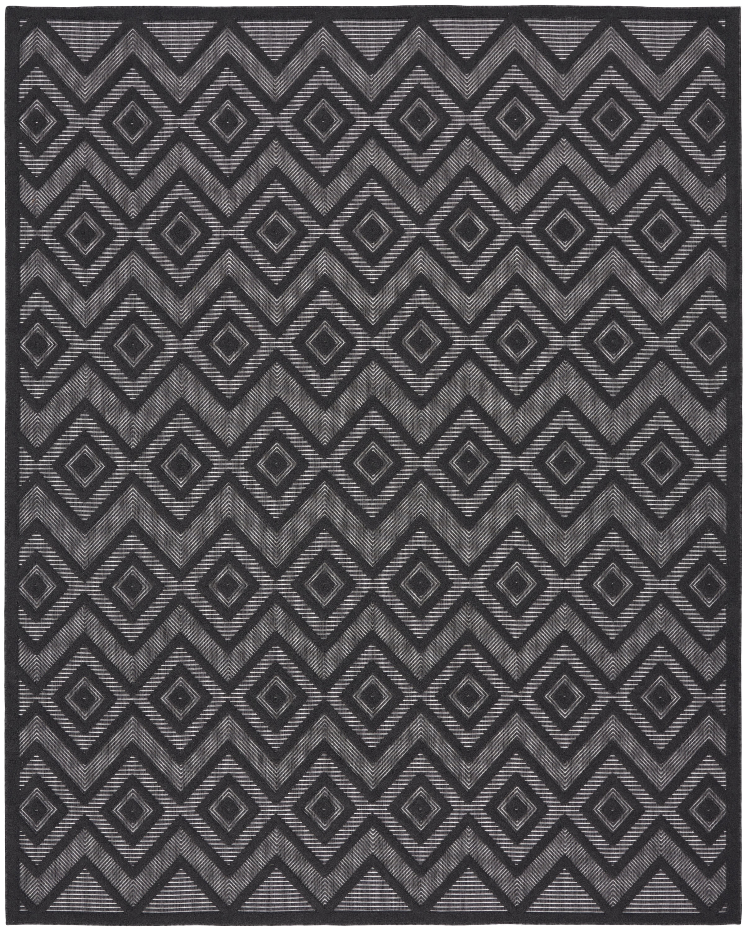 Nourison Versatile Indoor/Outdoor Charcoal/Black 9' x 12' Area Rug, (9x12)