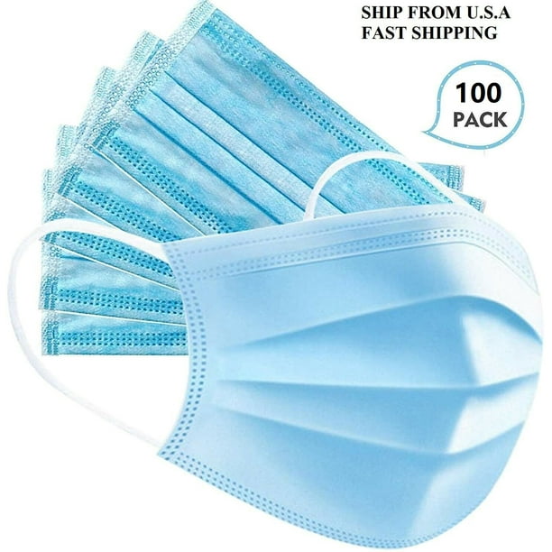 100Pcs Disposable 3Layer Breathable Disposable Earloop Face Mask