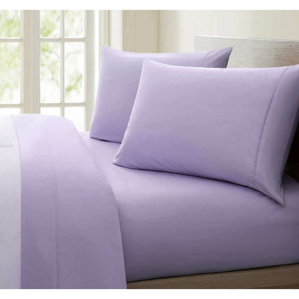 1200 Thread Count 100 Cotton Solid Sheet Set (King, Purple) Walmart