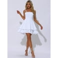 thumbnail image 4 of DARING DIVA Spaghetti Strap Mini A-Line Ruffle Dress XS White, 4 of 6