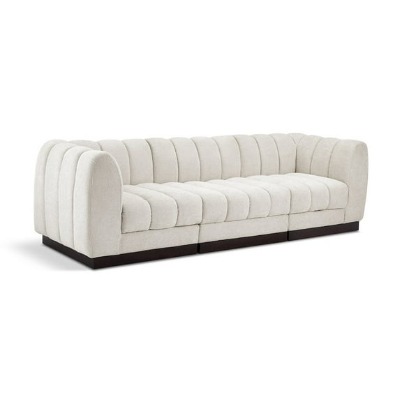 Meridian Furniture Quinn 101" 3-Piece Fabric Modular Sofa in Cream