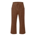 thumbnail image 4 of Glisme Pants For Womens Elastic Waist Relax Fit Trousers Straight Leg Slacks With Pocket Fashion Bottoms Coffee M, 4 of 5
