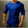 thumbnail image 3 of ZCFZJW Workout Shirts for Men Casual Fall Long Sleeve Basic Solid Color Crewneck Pullover Sweatshirts Strechy Breathable Muscle Fit Athletic Tees Tops Blue XL, 3 of 5