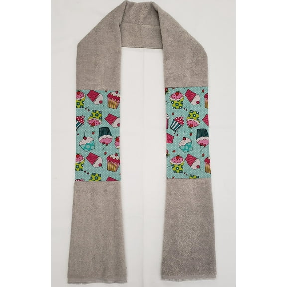 Teal Cupcake Kitchen Towel Boa / Scarf (Gray)