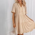 thumbnail image 2 of New Plus Size Dresses for Women Summer Fashion Solid Color Sleeve Maxi Skirt Short-Sleeved Round Neck Short Dress With Thigh Length Hem, 2 of 5