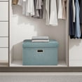 thumbnail image 6 of VECELO Foldable Storage Linen Ottoman 19" Storage Bench, Space-Saving Box Foot Rest Stool Seat For Bedroom Living Room, Green, 6 of 12