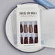 thumbnail image 4 of 24 piezas de uñas postizas largas de color rojo vino oscuro con diseño elegante en degradado de color rojo vino, uñas postizas brillantes con purpurina dorada, uñas acrílicas naturales de color rojo s, 4 of 5