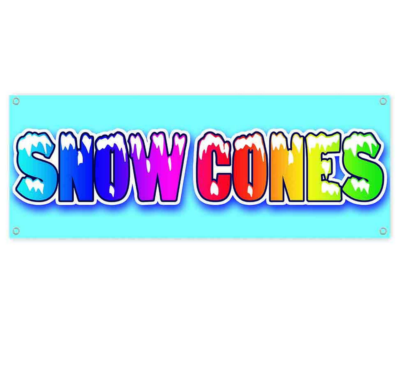 Rainbow Snow Cones 13 oz Banner Heavy-Duty Vinyl Single-Sided with Metal Grommets Non-Fabric