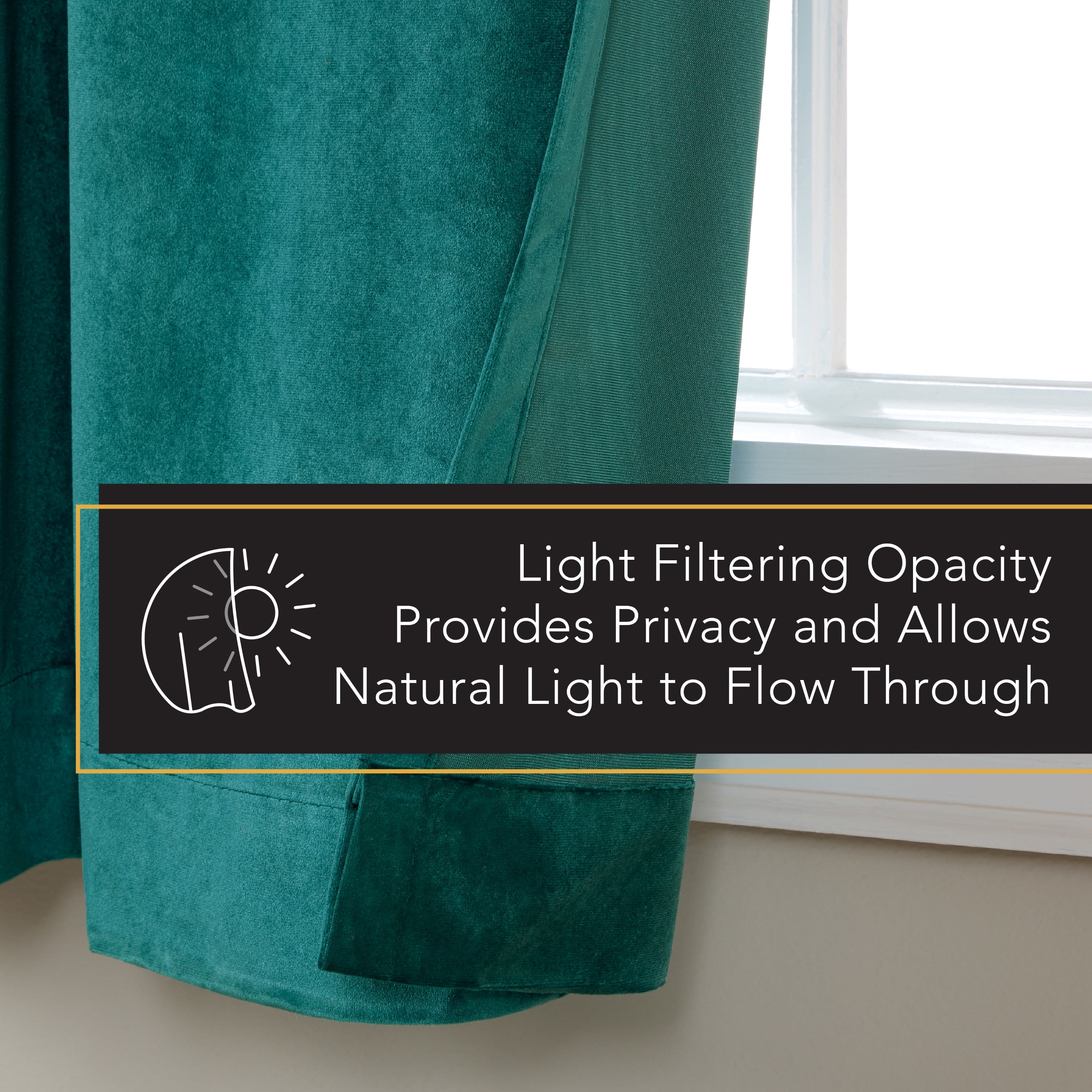 TOWN & COUNTRY LUXE Velour Solid Heavyweight Indoor Curtains, Light Filtering Opacity, Triple Pinch Pleat Top, Plush Velvet, 2-Pack Set, 27"x96", Teal