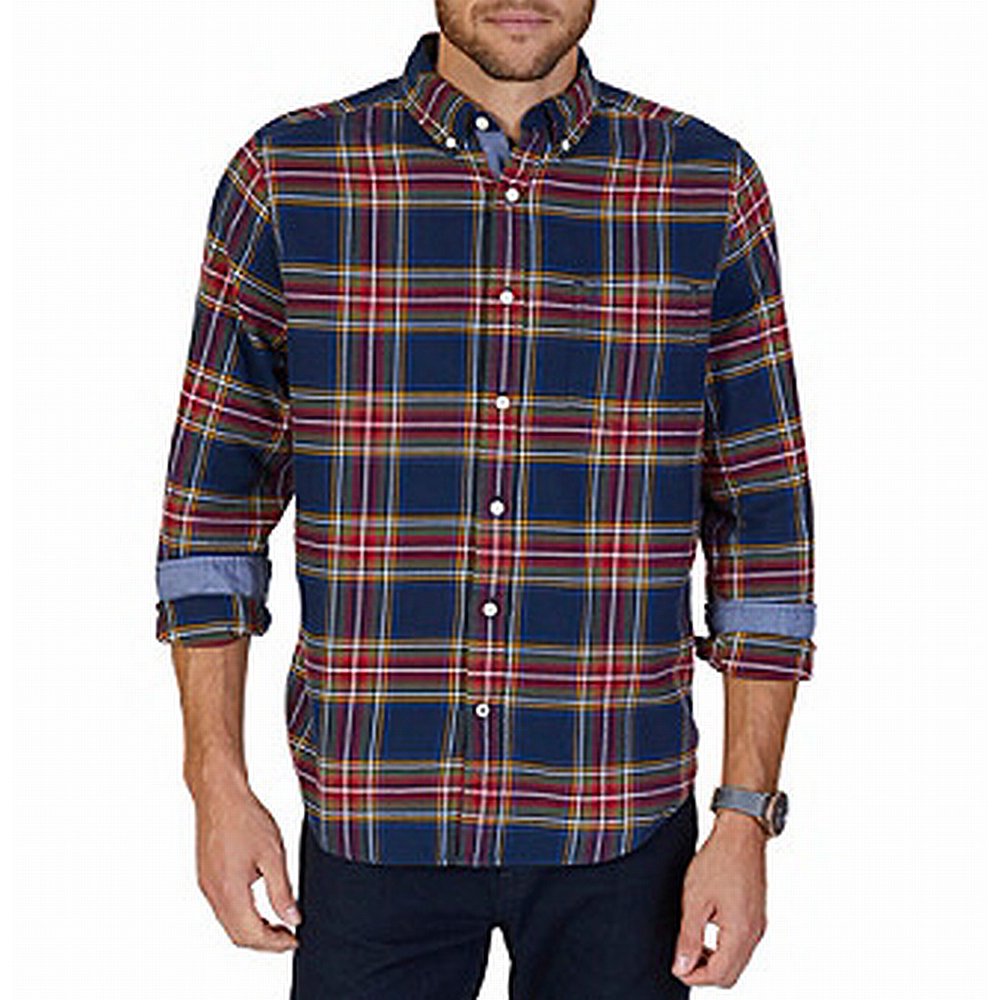 Nautica Mens Shirt Button Down Maritime Plaid Flannel XL Walmart