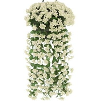 EGYMEN Indoor/Outdoor Artificial Violet Fence, 31.5" Silk-Fabric Garden Decor with UV-Resistant Flowers for Balcony, Courtyard & Commercial Spaces, Home & Garden Essentials(White)