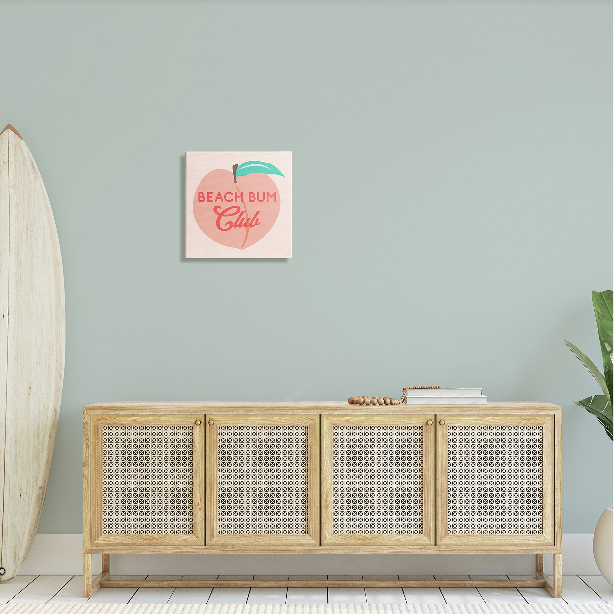 Stupell Industries Beach Bum Club Pink Peach Illustration Phrase Graphic Art Gallery Wrapped Canvas Print Wall Art, Design by Daphne Polselli