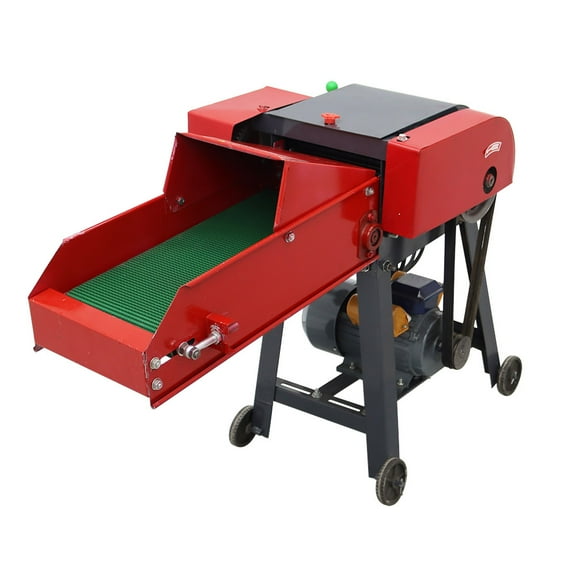 Techtongda 4-blade Hay Cutter Pulverizer Chaffcutter Grass Chopper Trimmer with Belt Conveyor 220V