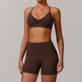 thumbnail image 3 of PISONIC Women Two Piece Workout Sets Support Ruched Cross Back Sports Bras Matching Booty Lifting Shorts Gym Yoga Outfits, 3 of 7