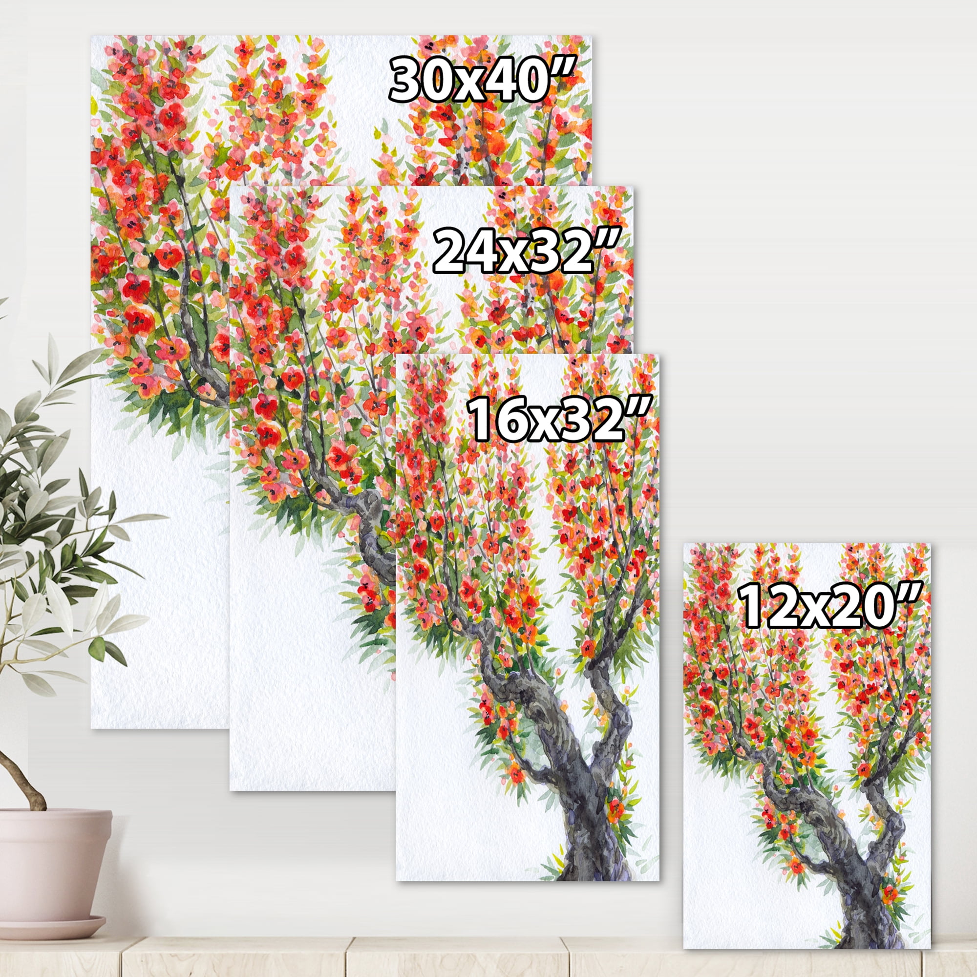 Designart ' Blooming Flowers Of An Old Tree In Spring II ' Traditional Canvas Wall Art Print