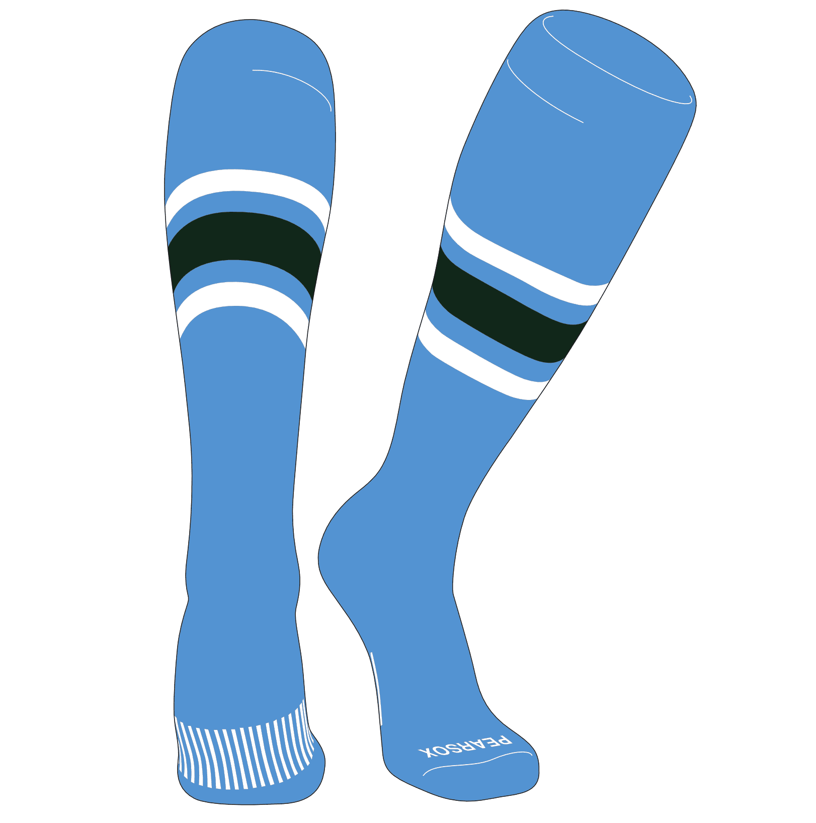 PEARSOX Elite Baseball Knee High Socks (E) Sky Blue, White, Forest