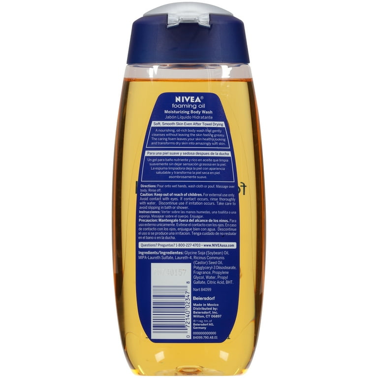 Proportioneel Sceptisch Fjord NIVEA Foaming Oil Moisturizing Body Wash 13.5 oz. Bottle - Walmart.com