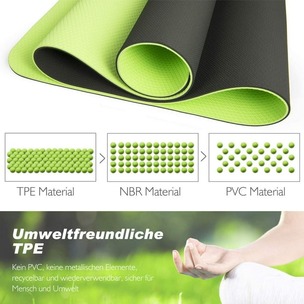 TOPLUS Tapis de gymnastique, de yoga, de fitness, de pilates, rembourré et antidérapant, avec sangle de transport, 183 x 61 x 0,6 cm, Bleu foncé