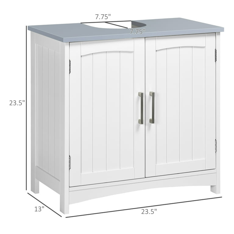 kleankin Modern Bathroom Sink Cabinet, Under Sink Storage Cabinet with  Double Doors and Adjustable Shelf, Bathroom Vanity, White