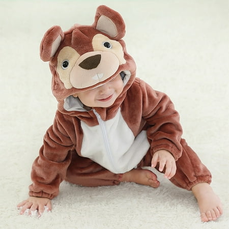 

MICHLEY Baby Jumpsuit Flannel Newborn Clothes Baby Toddler Animal Pajamas Outfit