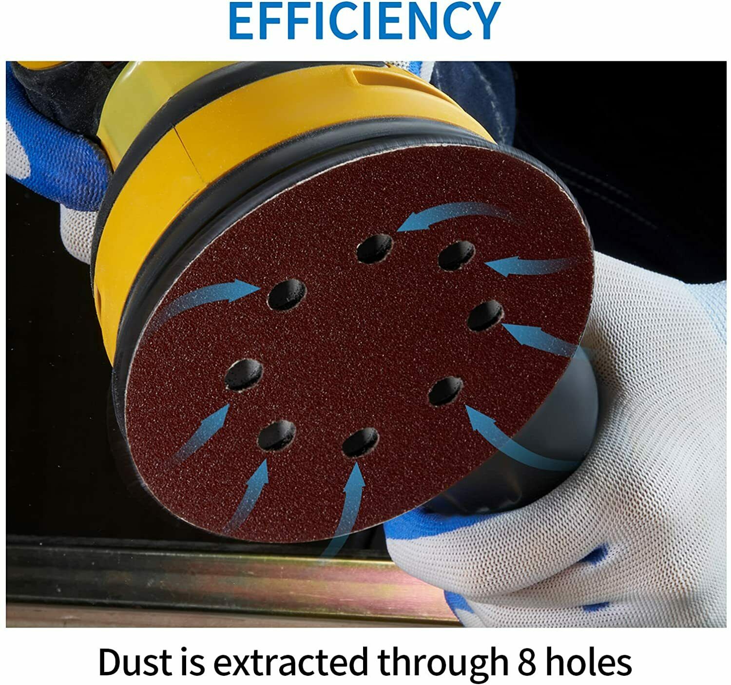 SATC 50Pcs 5" (125mm) 8-Hole Hook and Loop Sanding Discs 60 Grit for Polishing