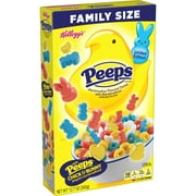 Kellogg's Peeps Breakfast Cereal, 8 Vitamins and Minerals, Kids Easter Snacks, Family Size, Original with Marshmallows, 12.7oz Box (1 Box)