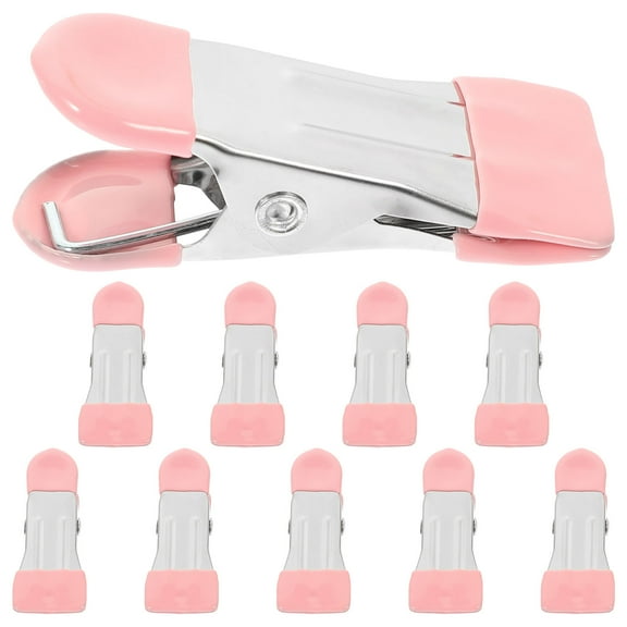 Worgeous 10pcs Pink Stainless Steel Multipurpose Chip Clips for Outdoor Use Large Clamping Space