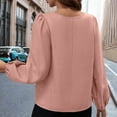 thumbnail image 7 of Olyvenn Women's Satin Silk Blouse 2025 Keyhole Neck Long Sleeve Tops Elegant Casual Office Work Dressy Shirts Pullover Tops Pink 12-14, 7 of 7