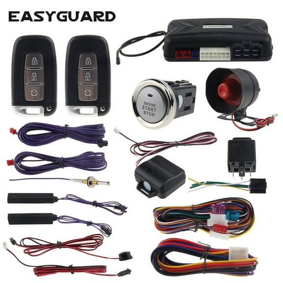 EASYGUARD EC009-K-L PKE car Alarm Remote Start keyless Entry Push Start Button Shock Alarm Warning for dc12V Cars