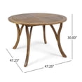 thumbnail image 3 of Christopher Knight Home 5-Piece Outdoor Dining Set, 47" Wood Round Table with Wicker Chairs, Cream Cushions, 3 of 13