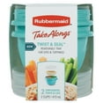 thumbnail image 2 of Rubbermaid TakeAlongs On the Go Food Storage and Meal Prep Containers, 2.0 Cup Twist & Seal Containers for Snacks and Sides with Removable Dip Tray, 2-Pack, Teal Splash/Marine Blue (Colors May Vary), 2 of 7