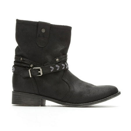 

LnjYIGJ Women s Middle Mid Calf Boots Women s Low Heel Belt Buckle Frosted Side Zipper Round Head Vintage Ankle Boots