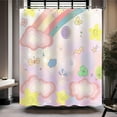 thumbnail image 3 of Rainbow Shower Curtain, Pink Rainbows Pattern Colorful Cute Cloud Sun Stars Cartoon Shower Curtains Kids Shower Curtain for Bathroom Decor Set with 12 Hooks 72x72 Inches, 3 of 5
