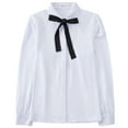 thumbnail image 4 of EFINNY Womens Button Down Shirts Long Sleeve Bow Tie Neck White OL Shirts,Ladies Work Dress Shirts Business Casual Blouses, 4 of 8