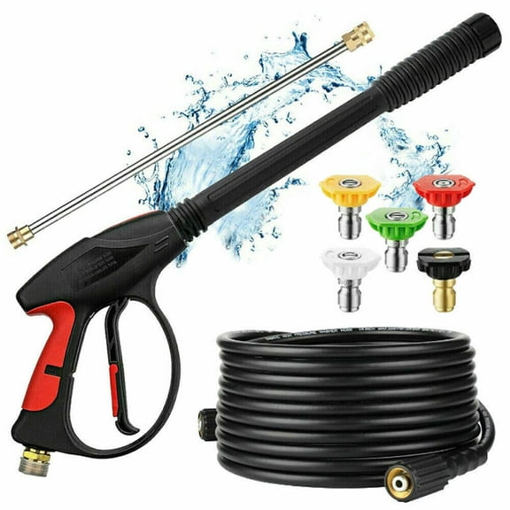 ikaufen High Pressure Washer Gun 4000PSI Power Washer Spray Replacement Gun Wand Lance Quick Nozzle Tips Kit 26 FT Hose