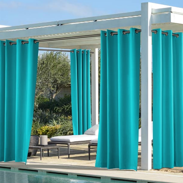 Outdoor Curtain Panel Waterproof Cabana Curtain Turquoise Solid