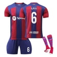 thumbnail image 2 of GZSL 2324 Barcelona Home Football Training Kit, Number # 6 Soccer Jerseys & Tops, Colorful Short-Sleeve Adult Football Jersey with White Lettering Three-Piece Set/XL, 2 of 7