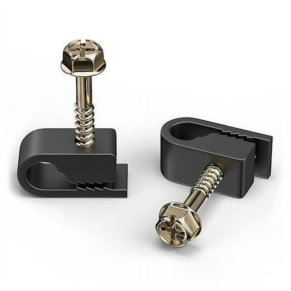 PHATSAT RG6 Cable Screw Clips 100 Pieces– Heavy-Duty Coaxial Cable Holders for Indoor & Outdoor Use