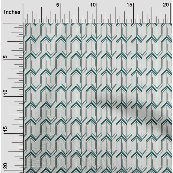 oneOone Polyester Lycra Dark Teal Blue Fabric Arrow Geometric Craft Projects Decor Fabric Printed By The Yard 56 Inch Wide