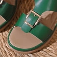 thumbnail image 5 of KEGIRLOM Women's Versatile Buckle Wedge Heel Plus Size Height-Increasing Shoes Spring/Summer Trendy Comfortable Beach Slippers Army Green 7.5, 5 of 9