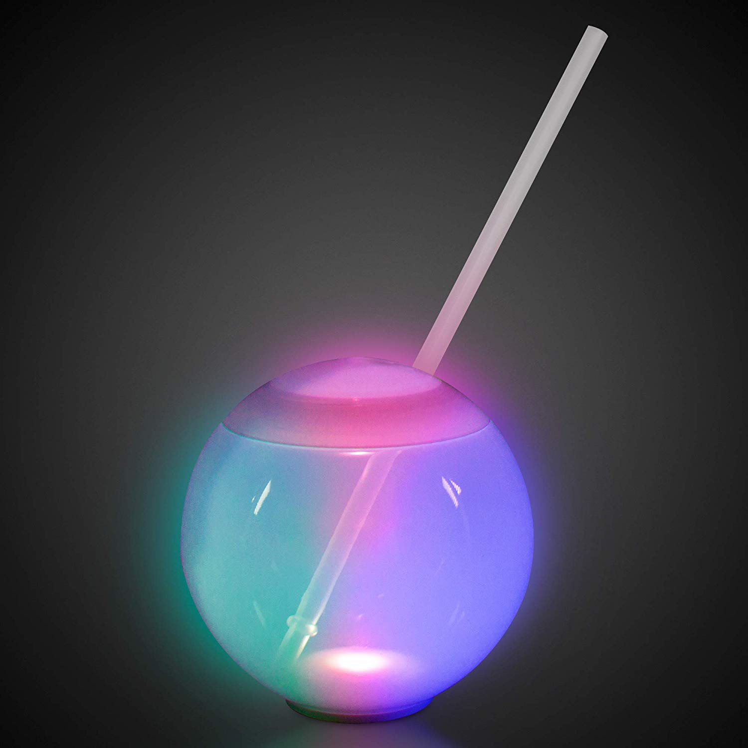 LED Light Up 20 oz Tumbler Ball Cup with Straw
