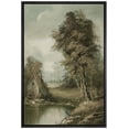 thumbnail image 2 of PixonSign Framed Wall Art Old Cottage Near Forest Tree Lake Floral/Botanical Nature Artwork Farmhouse Oil Paintings Modern Scenery Canvas Prints Contemporary for Rooms - 24"x36" Black, 2 of 5